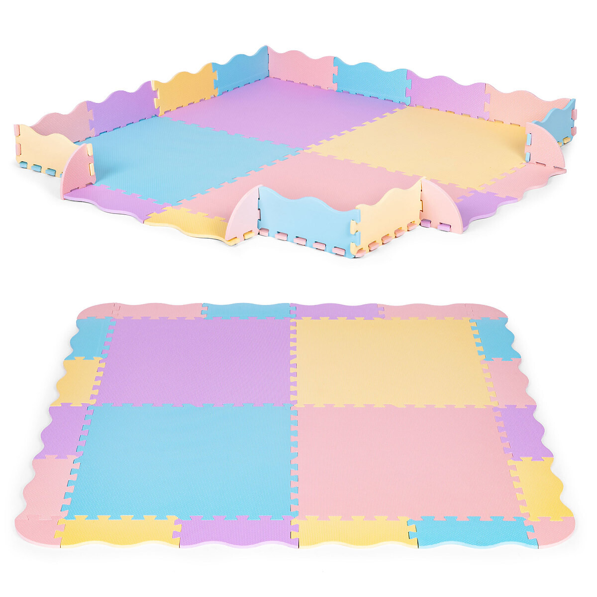 Barevná pěnová podložka pro děti s ohrádkou 141,5x141,5 cm 24 ks IPLAY