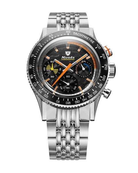 Nivada Grenchen Chronoking Mecaquartz Racing Carbon - Inter. Bezel - Beads of Rice