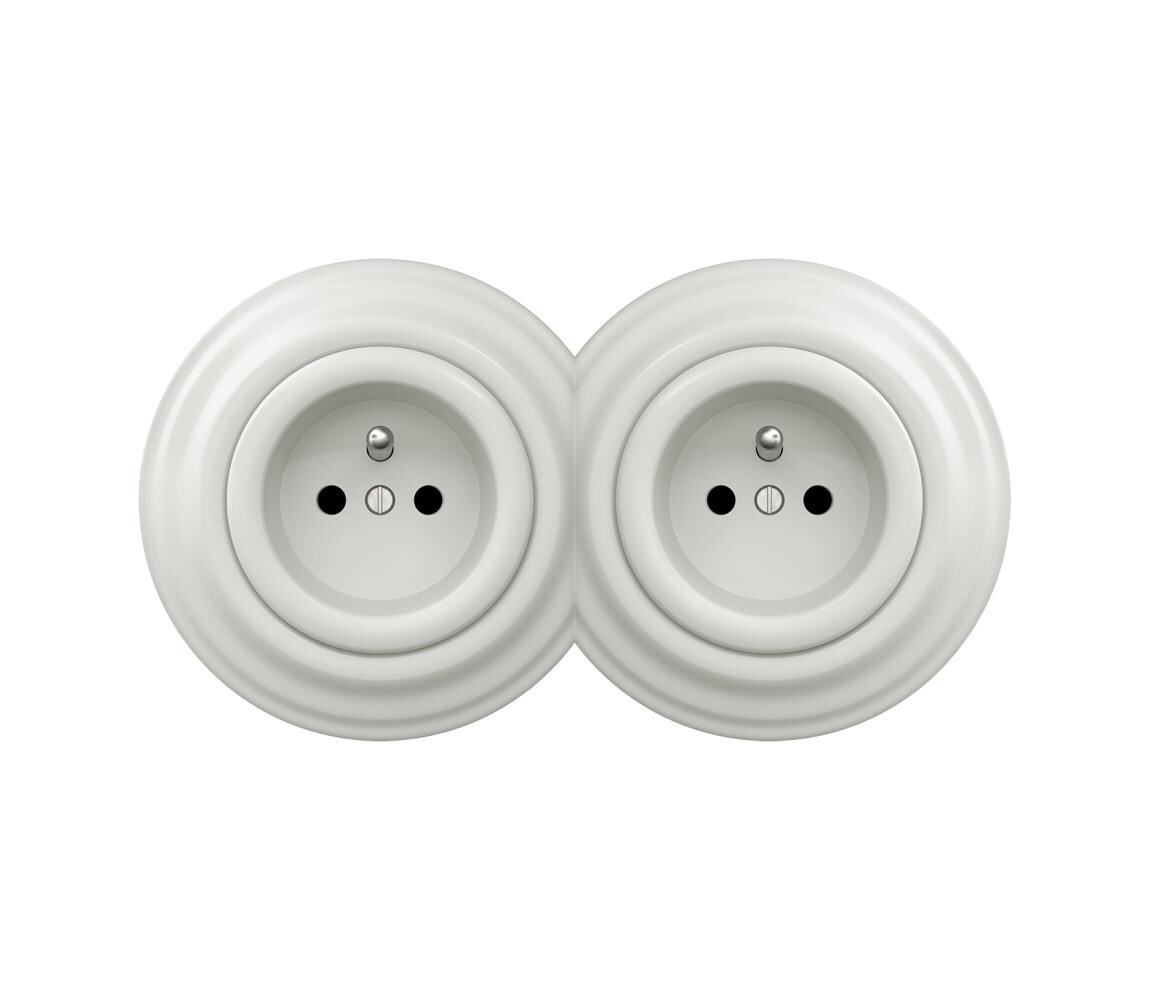 lap - Dvojitá retro zásuvka s rámečkem 230V bílá 2xKA0008+2xKA0006