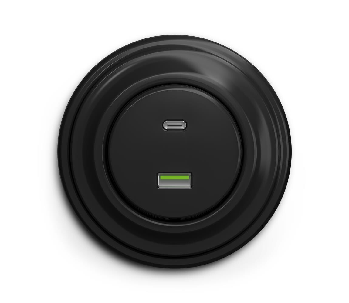 lap - Retro USB zásuvka A+C s rámečkem černá KA0016+KA0071