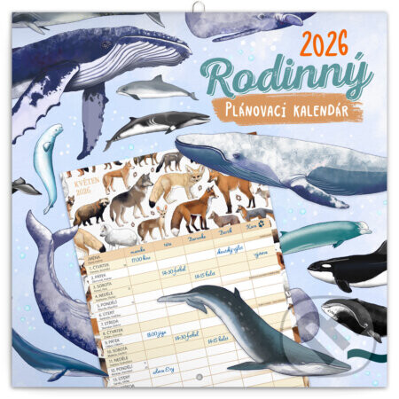 NOTIQUE Nástenný Rodinný plánovací kalendár 2026 - Animalium - Notique