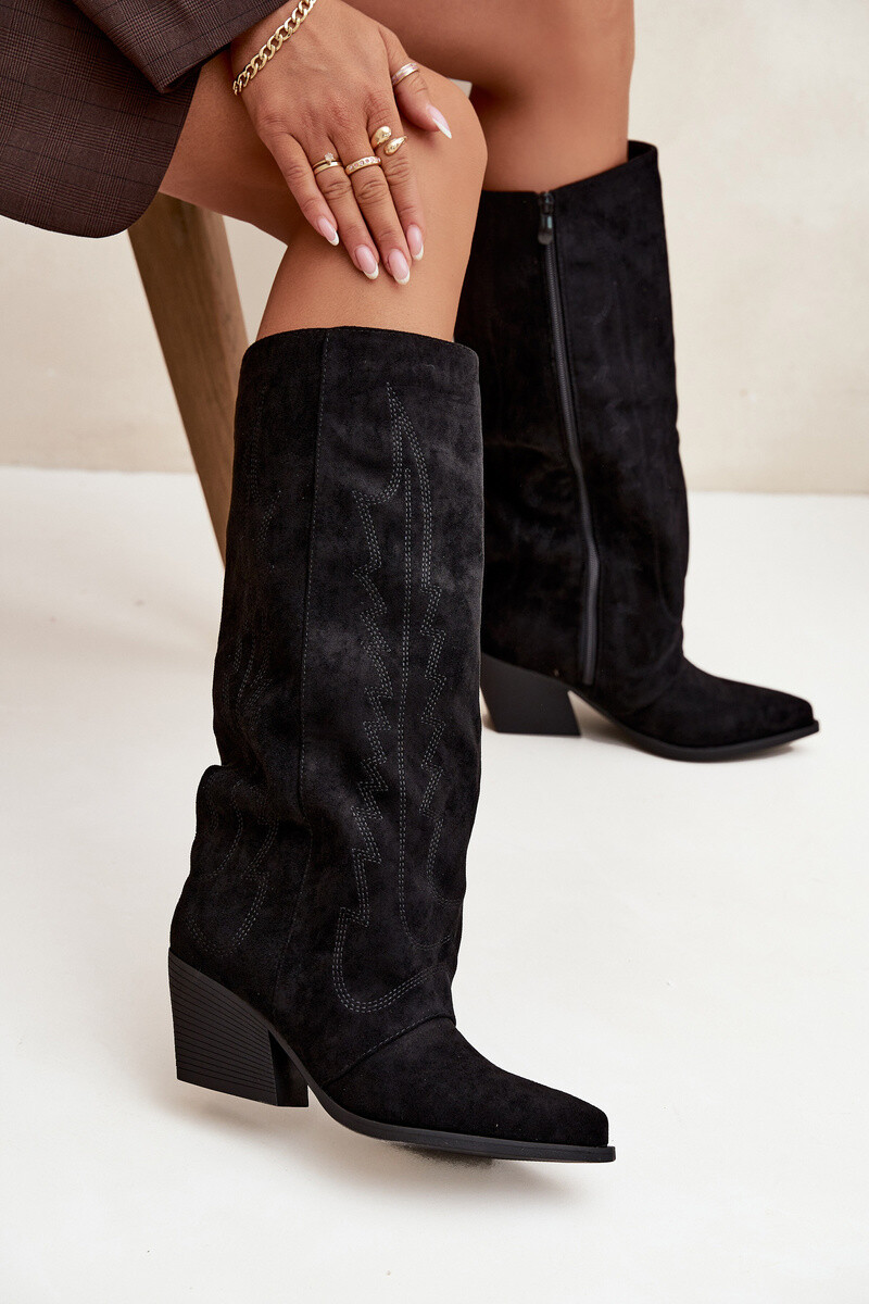 Boto Dámské kovbojky na zip Černé Isalina