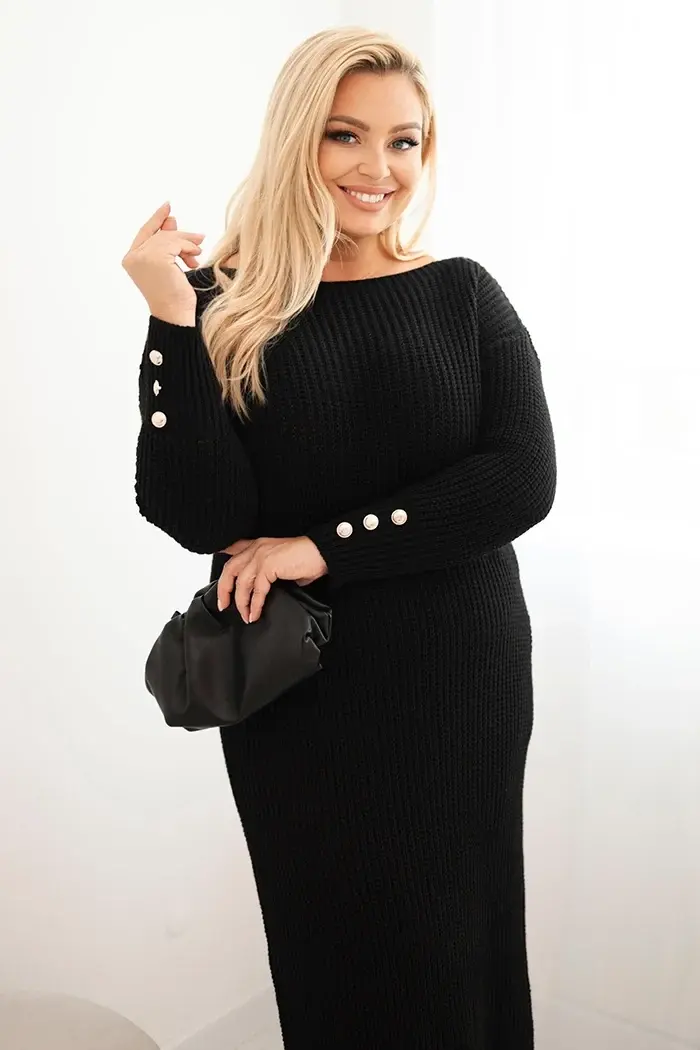 Kesi Włoski Dámská pletená suknička Plus Size s mohair černá