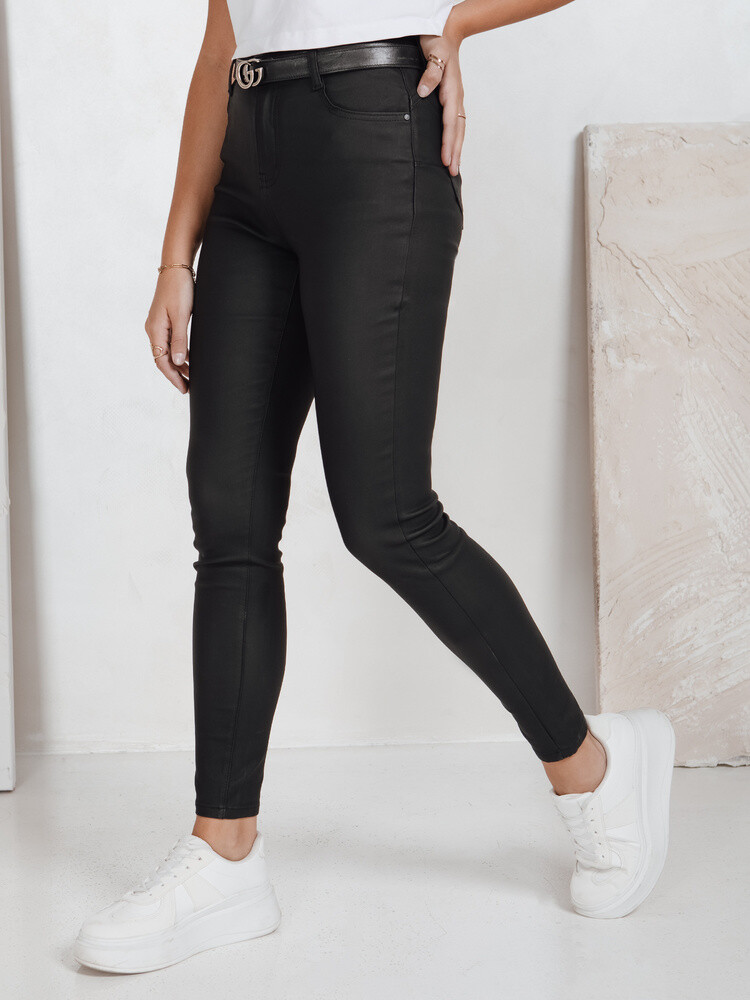 Spodnie damskie woskowane czarne Dstreet