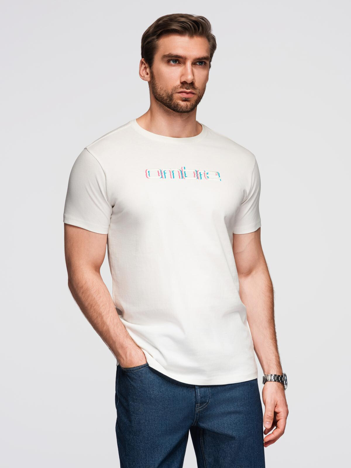 Ombre Men's T-shirt with embroidery on chest - white