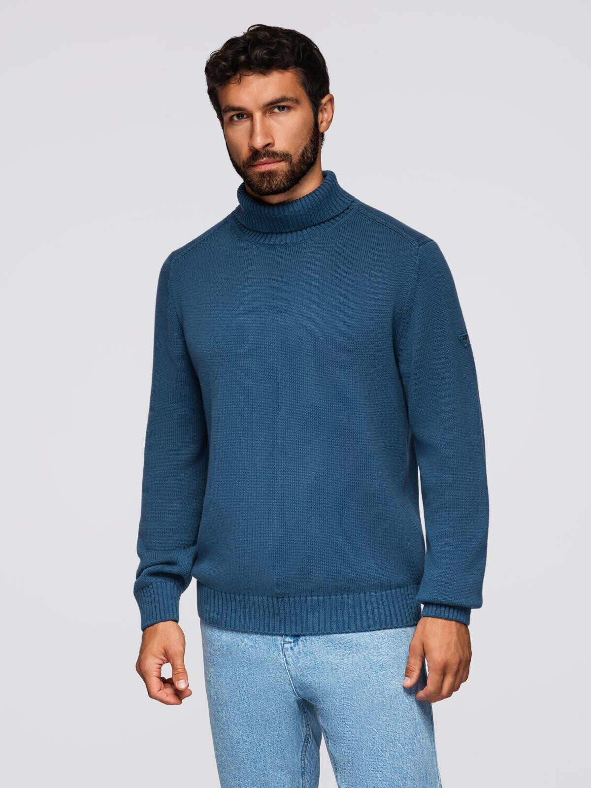 Ombre Men's turtleneck knit sweater - dark blue