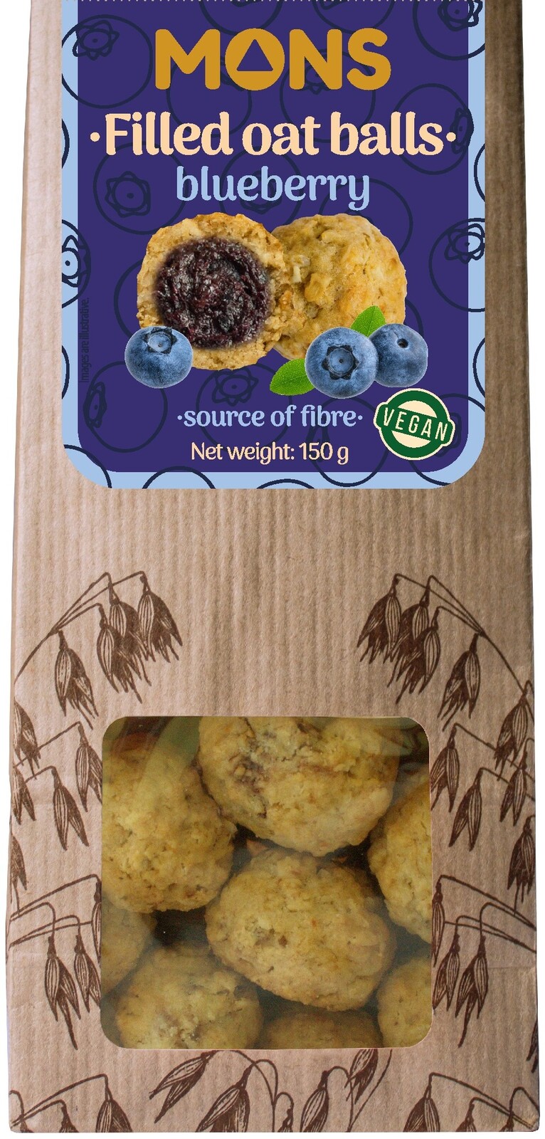 MONS Plněné ovesné kuličky s borůvkami 150 g