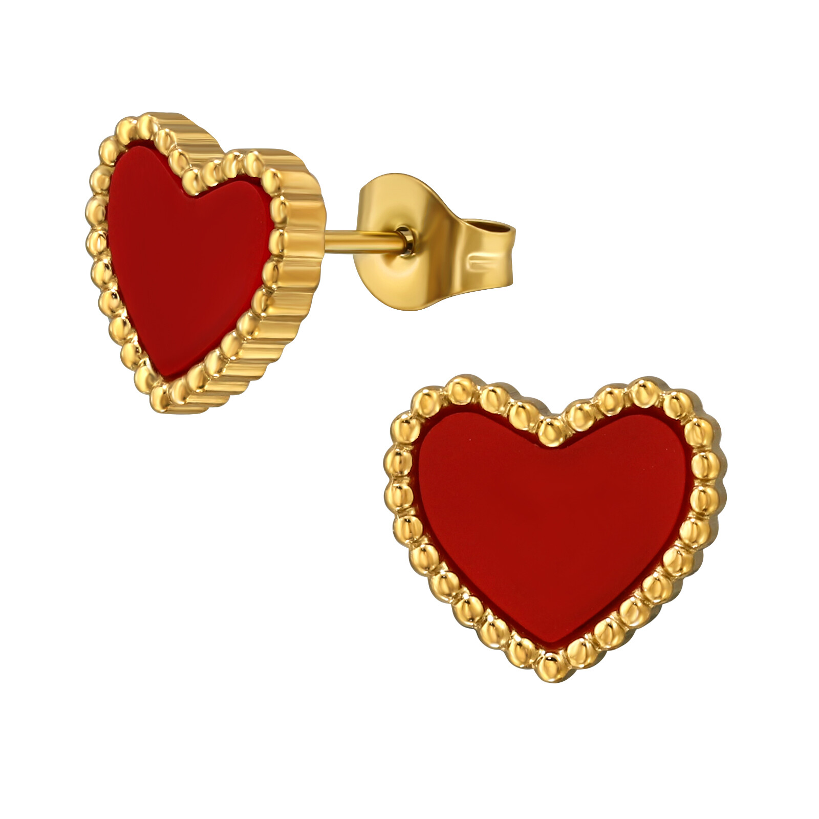 Náušnice Red Hearts gold 1523
