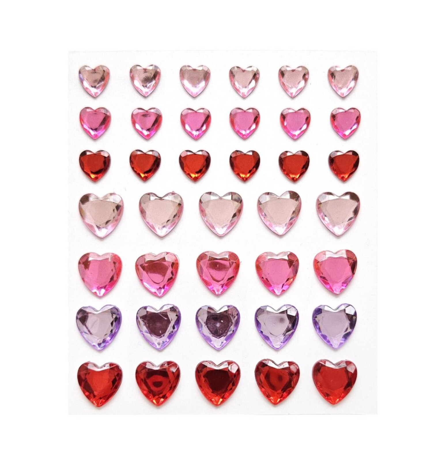 Galeria Papieru Samolepicí dekorační srdíčka - s kamínky, mix červené a růžové, 38 ks