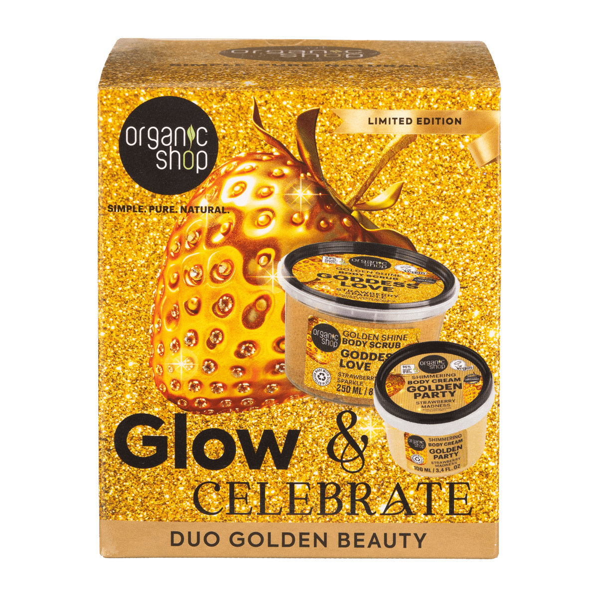 ORGANIC SHOP Glow & Celebrate Zlatý dárkový set 2 ks