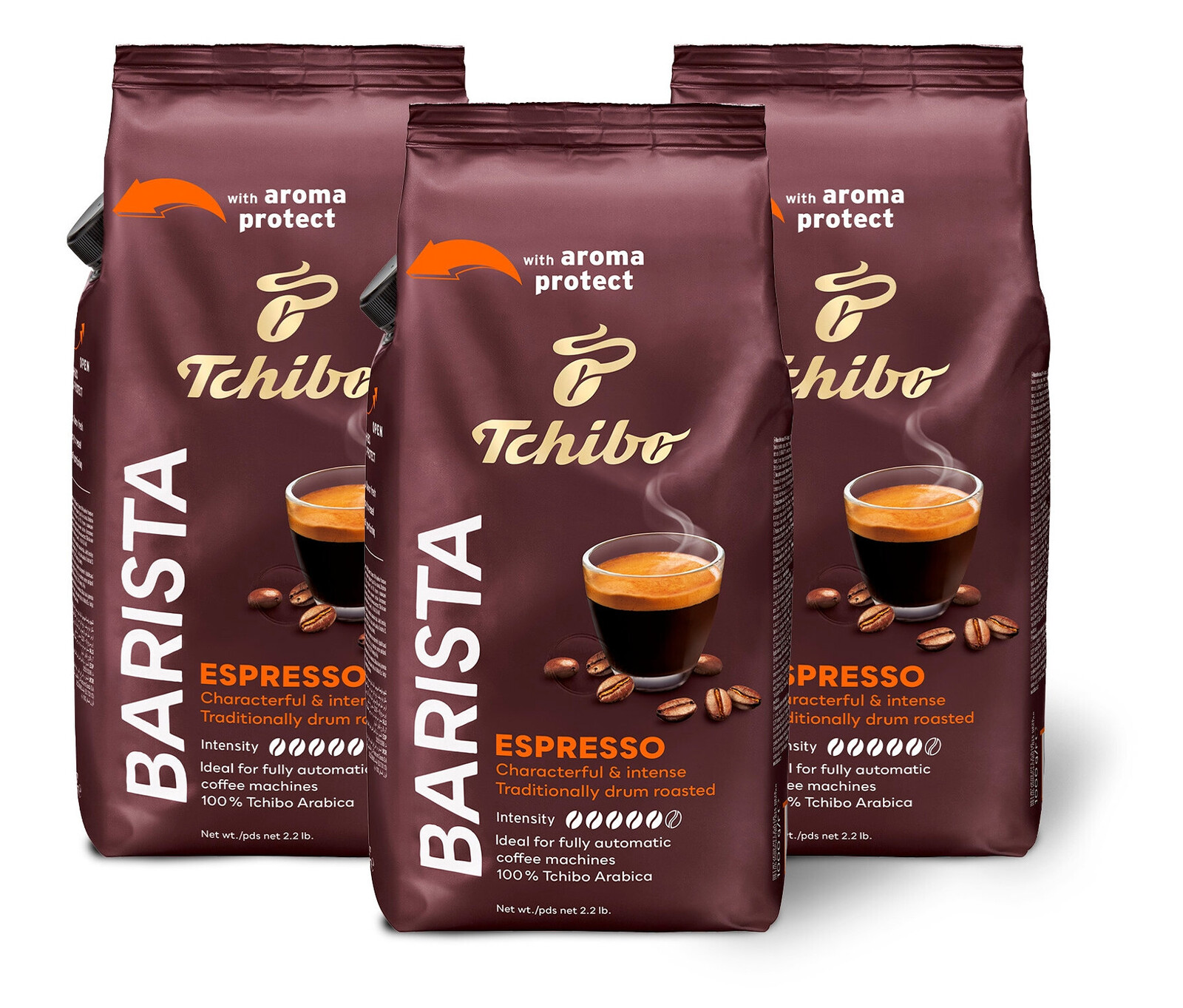 Tchibo - Barista Espresso – 3x 1 kg zrnkové kávy - Intenzita: 5/6