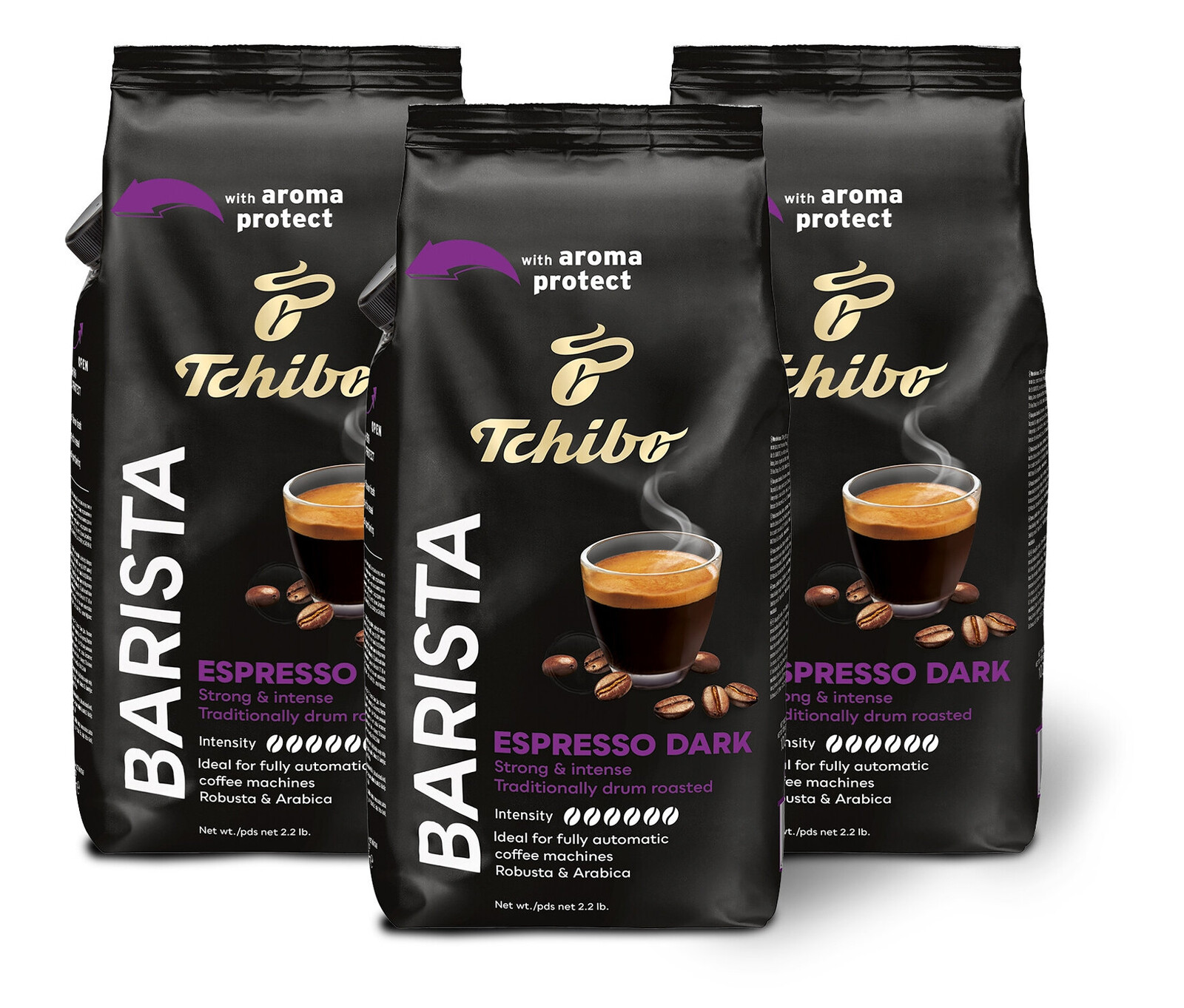 Tchibo - Barista Espresso Dark – 3× 1 kg zrnkové kávy - Intenzita: 6/6