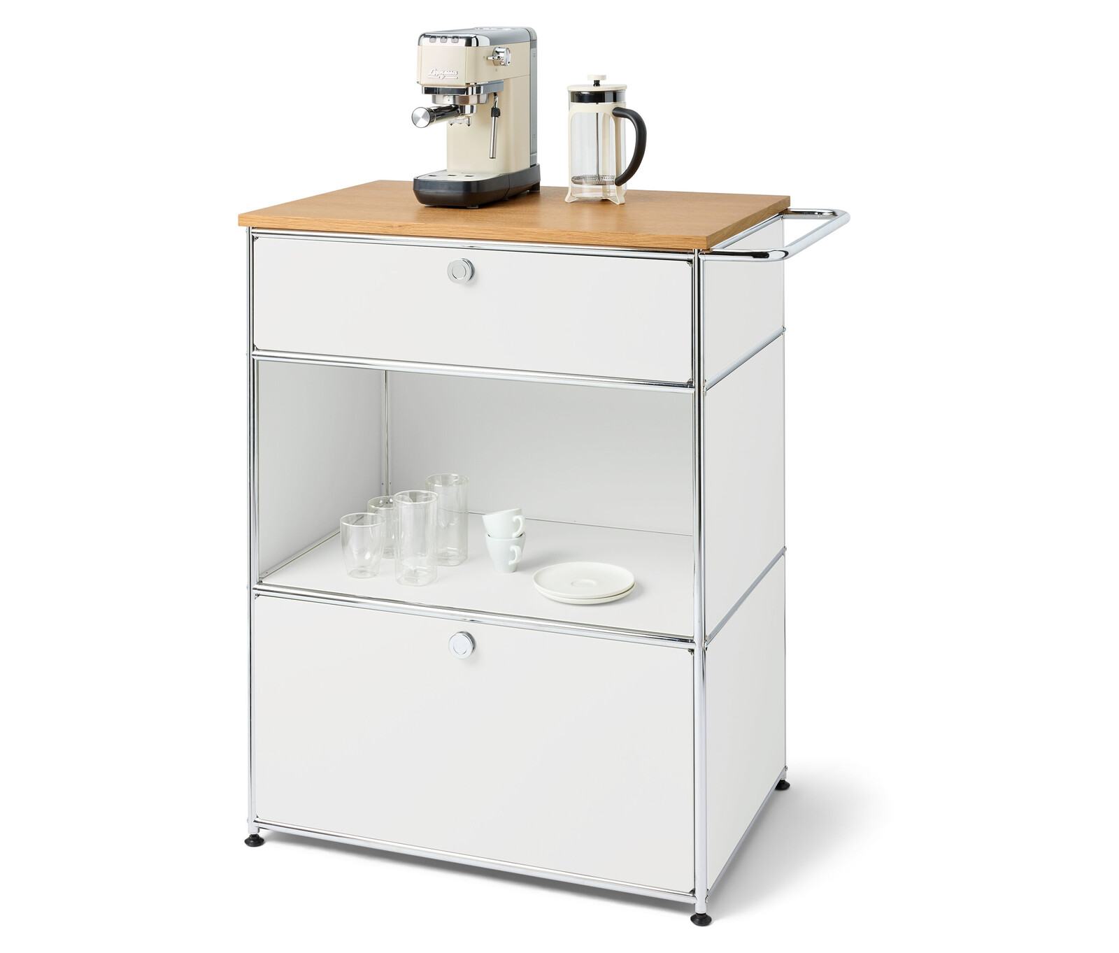 Tchibo - Kovová skříňka na přípravu kávy »Cn3« se 2 zásuvkami - barva: bílá