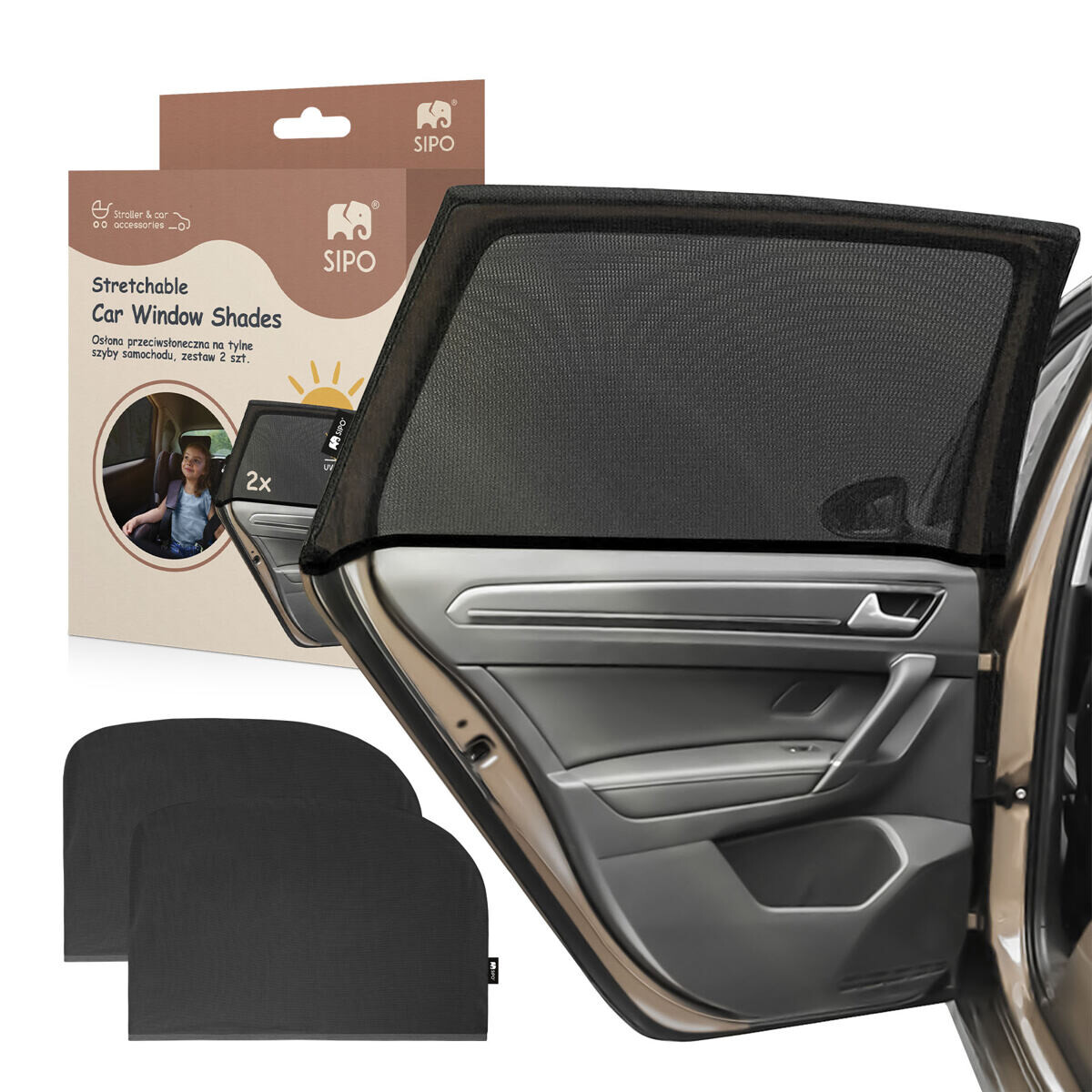 Sipo XL sluneční clona do auta, strečová, 2ks