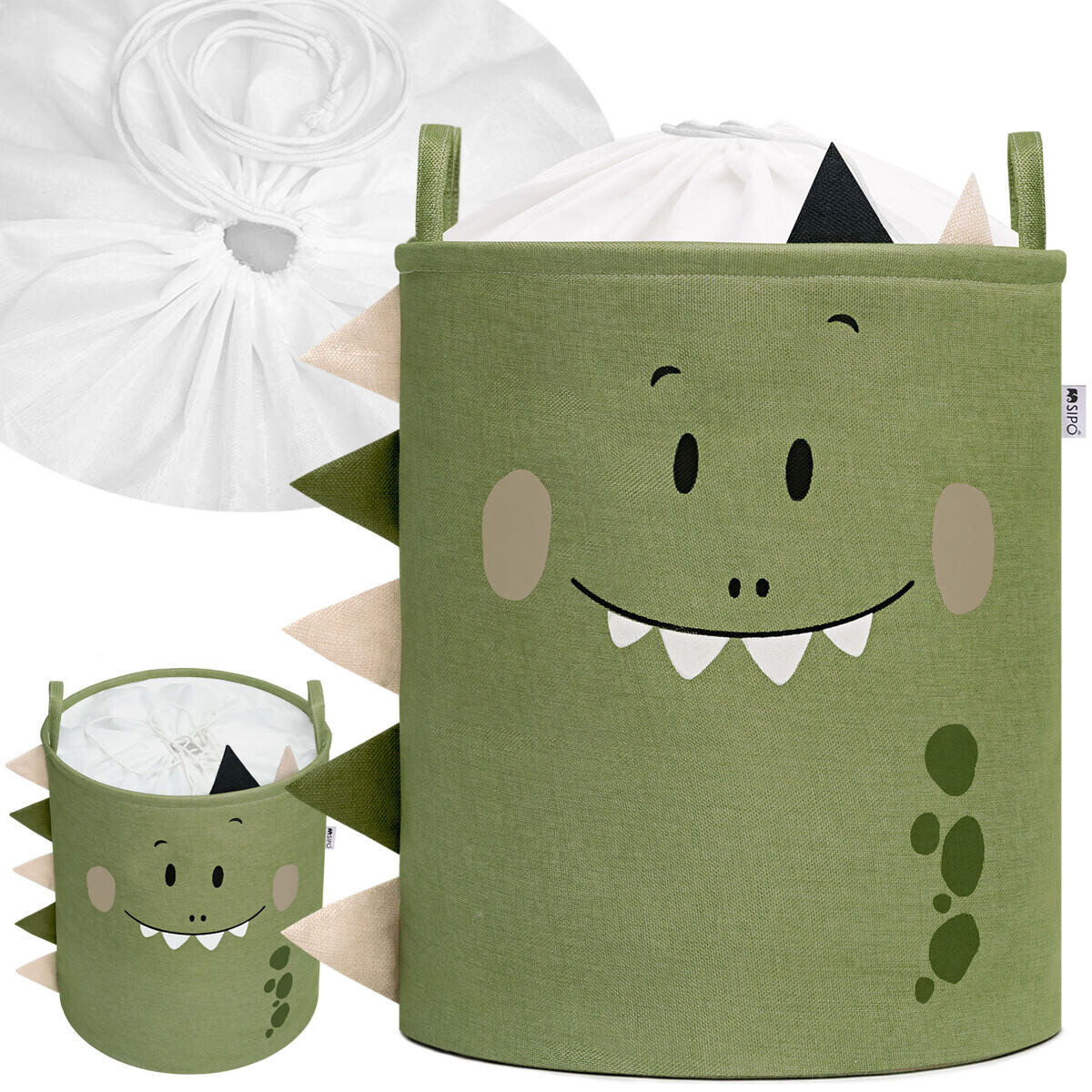 Sipo Koš na hračky XL se šňůrkou, skládací bavlněný / 63 l, DINO