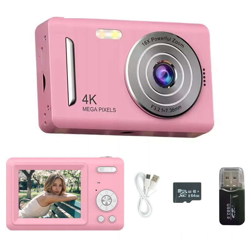 Digitální Fotoaparát Hd Přenosný Fotoaparát 1080P 50 Mp Stabilizace S 16X Zoomem