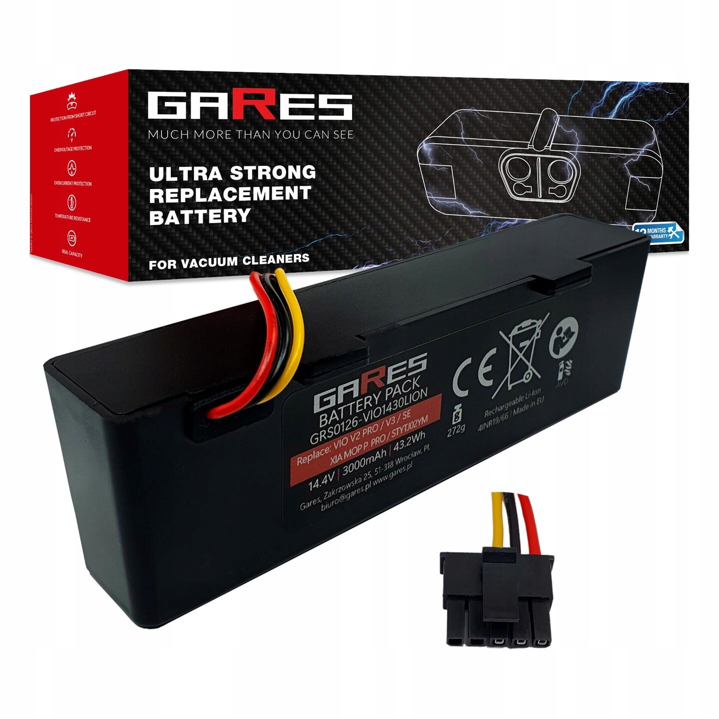 Akumulátor Gares pro Viomi V2 Pro V3 Se STYTJ02YM Vacuum Mop Pro 14,4V 3,0Ah