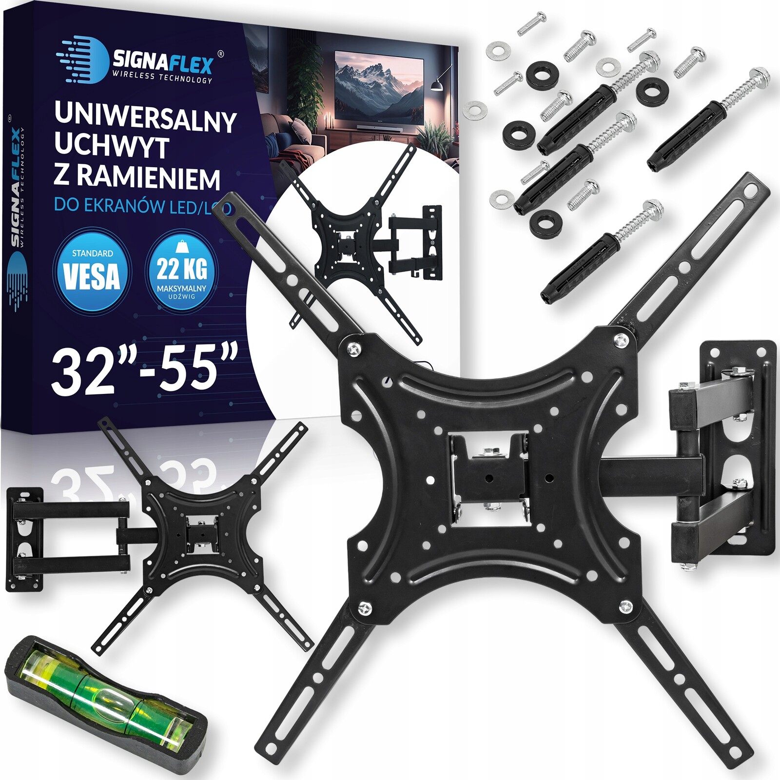 2 x Univerzální Otočný Držák Pro Tv Věšák Tv Monitoru 32-55 Ves