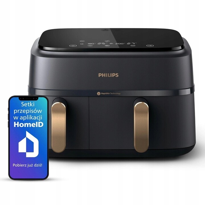 Beztuková Fritéza Philips Dvě Zásuvky Dual Basket 9L Černá