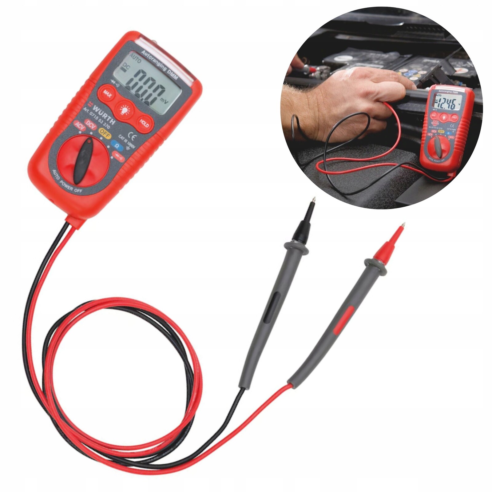 Digitální mini multimetr Wurth – univerzální Led měřič odporového proudu