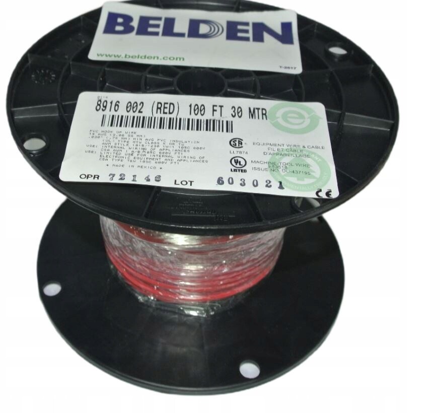 Linkový kabel 14AWG Cu červený Belden 8916002100 role 30 metrů