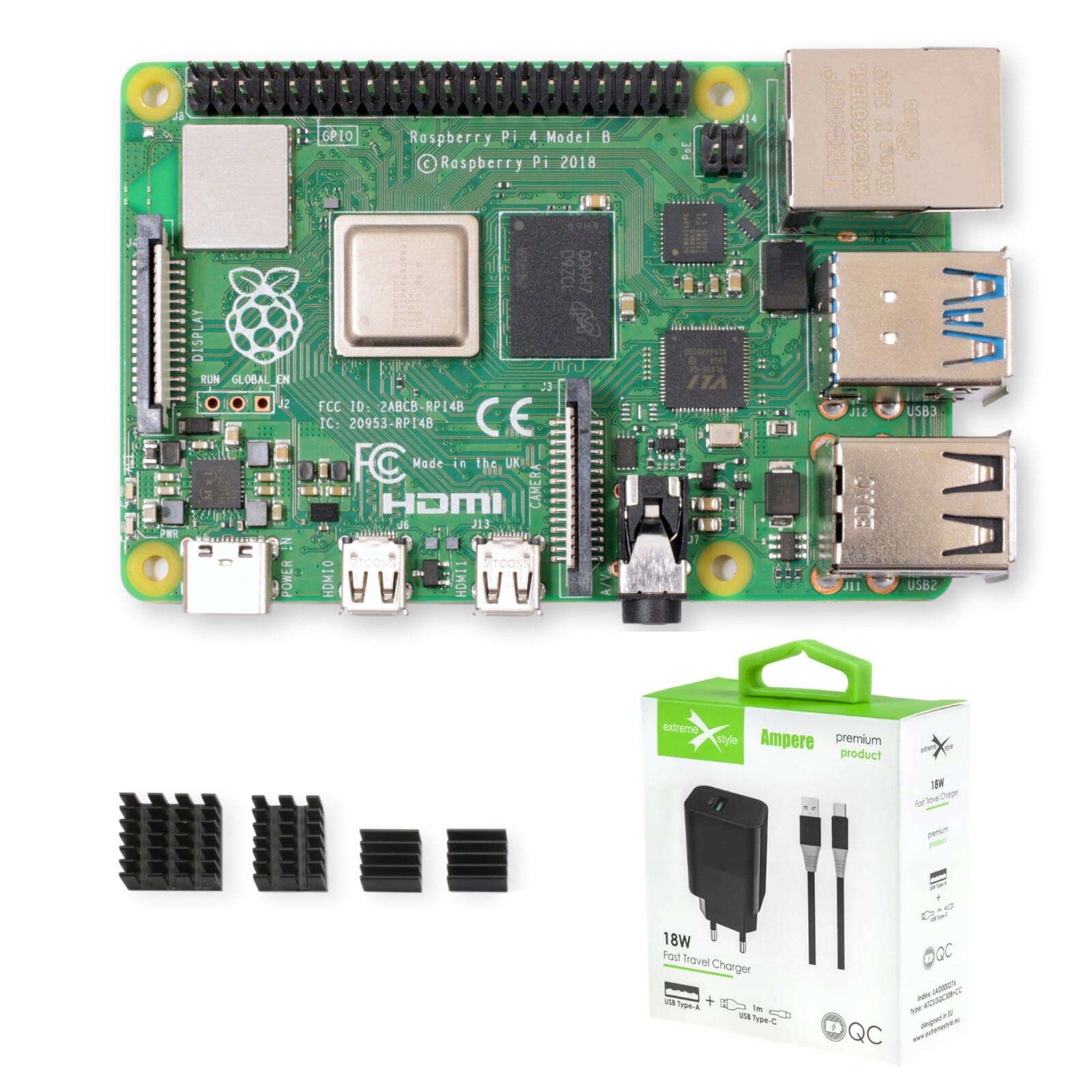 Raspberry Pi 4B 8GB Ram sada s napájecím zdrojem chladiče