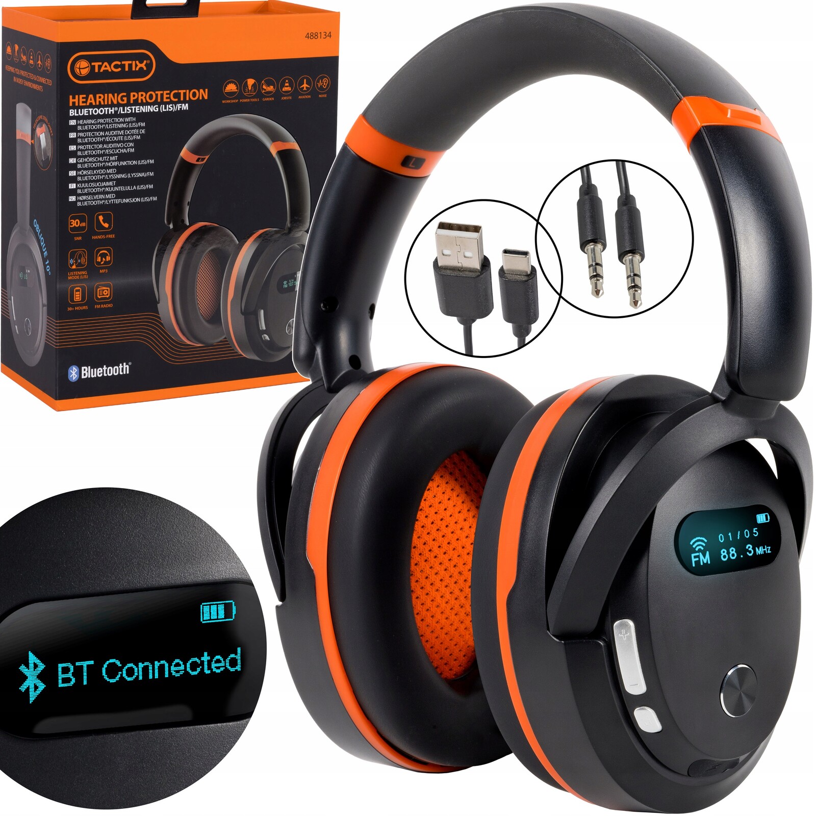 Sluchátka, Ochranné Sluchátka, Rádio, Bluetooth 5,3, Telefon, Hands-free Tactix