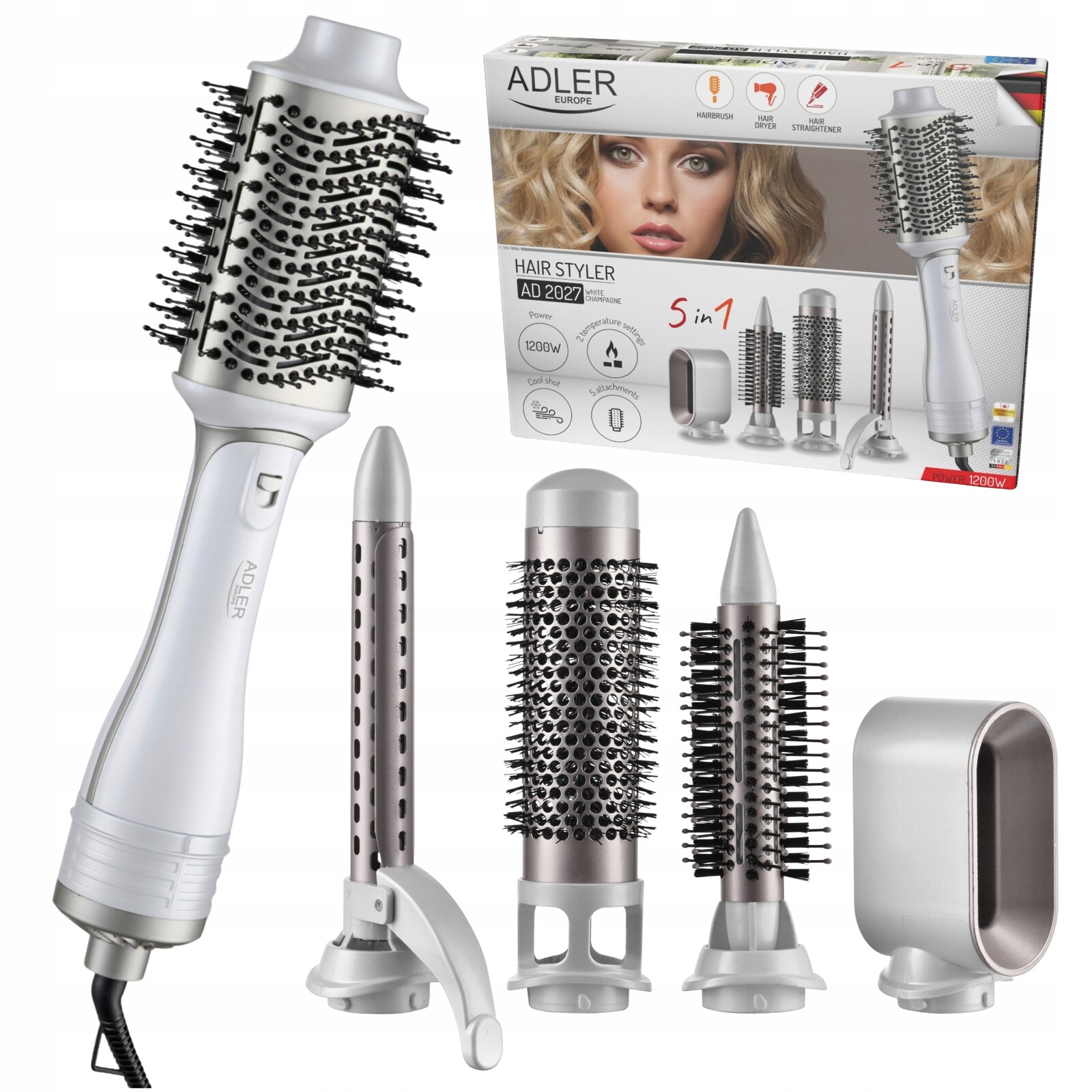 5v1 Vysoušeč vlasů Nástavce na vlasy 19 mm 21 mm 38 mm 72 mm Studený přívod vzduchu