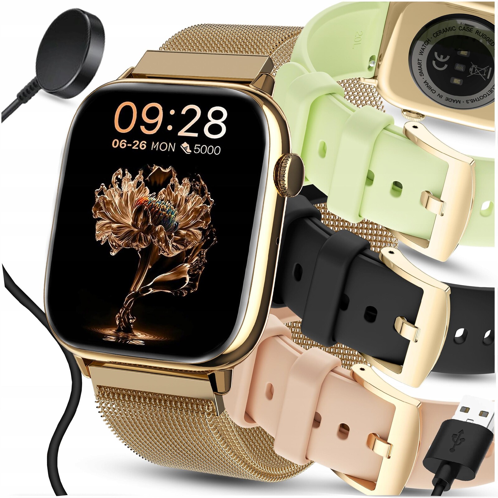 Chytré Hodinky Dámské Hodinky S Funkcí Hovoru Sport Zdraví Dámské Zlaty