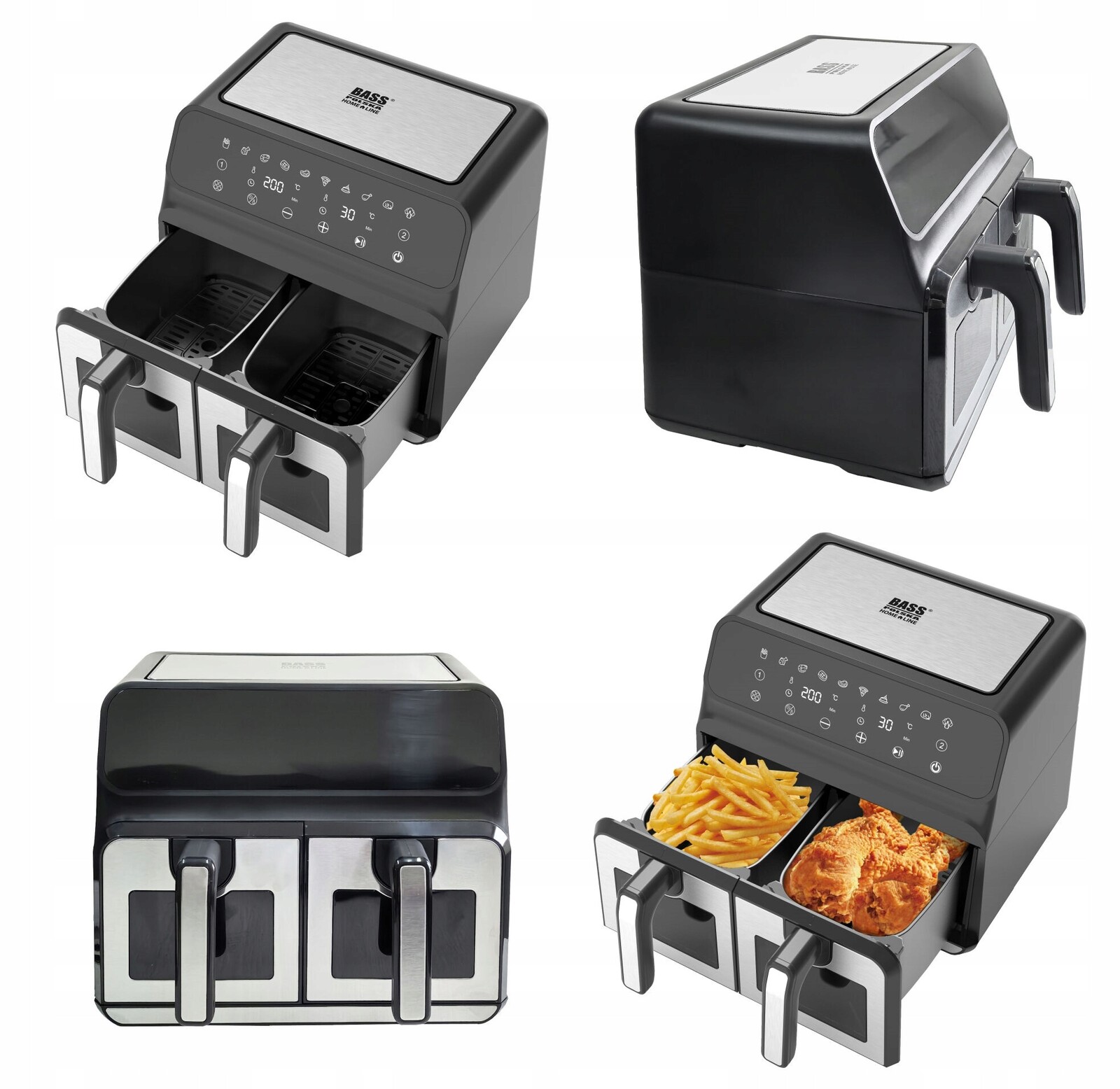 Dvojitá Beztuková Fritéza 9L2500W Air Fryer, Dvoukomorová Fritéza