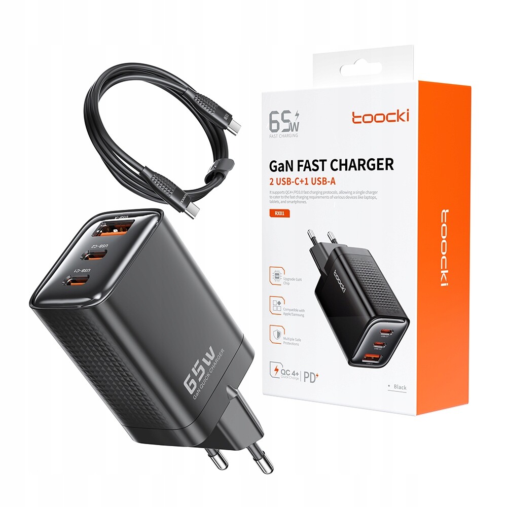 GaN 65W Tříportová Rychlonabíječka S 100CM Toocki