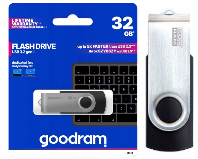 Kovový Flashdisk Goodram Twister 32GB Usb 3.2 jako dárek černý