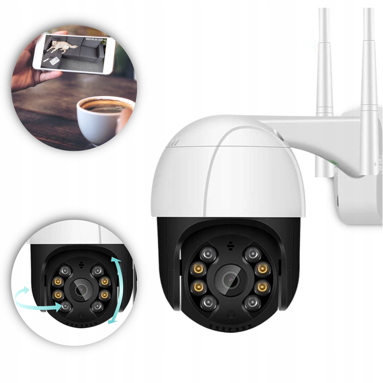 Venkovní Otočná Kamera Ip Wifi 8MP 5X Interkom, Senzor Pohybu, Monitorování