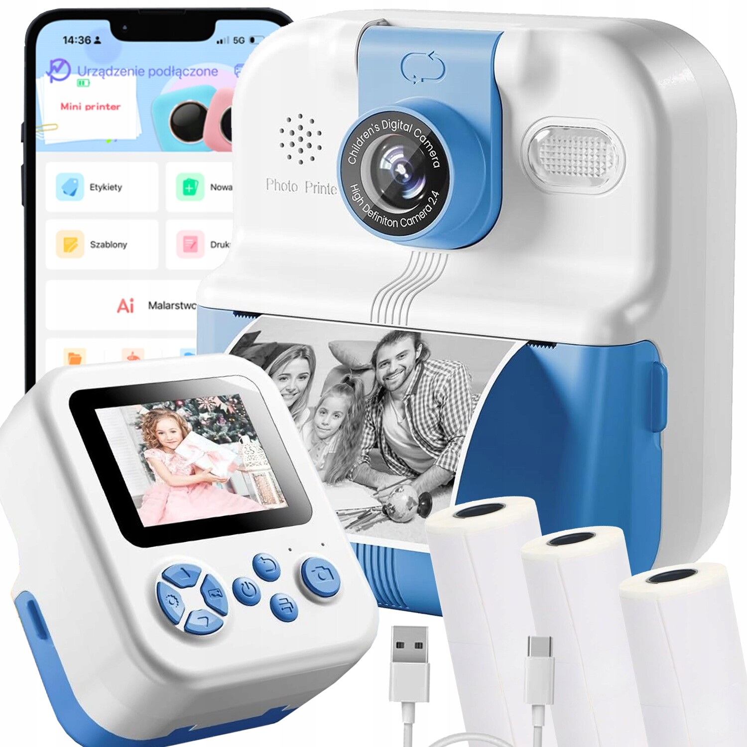 Phomemo Mini Termální tiskárna Fotuś Instantní fotoaparát pro děti Hry