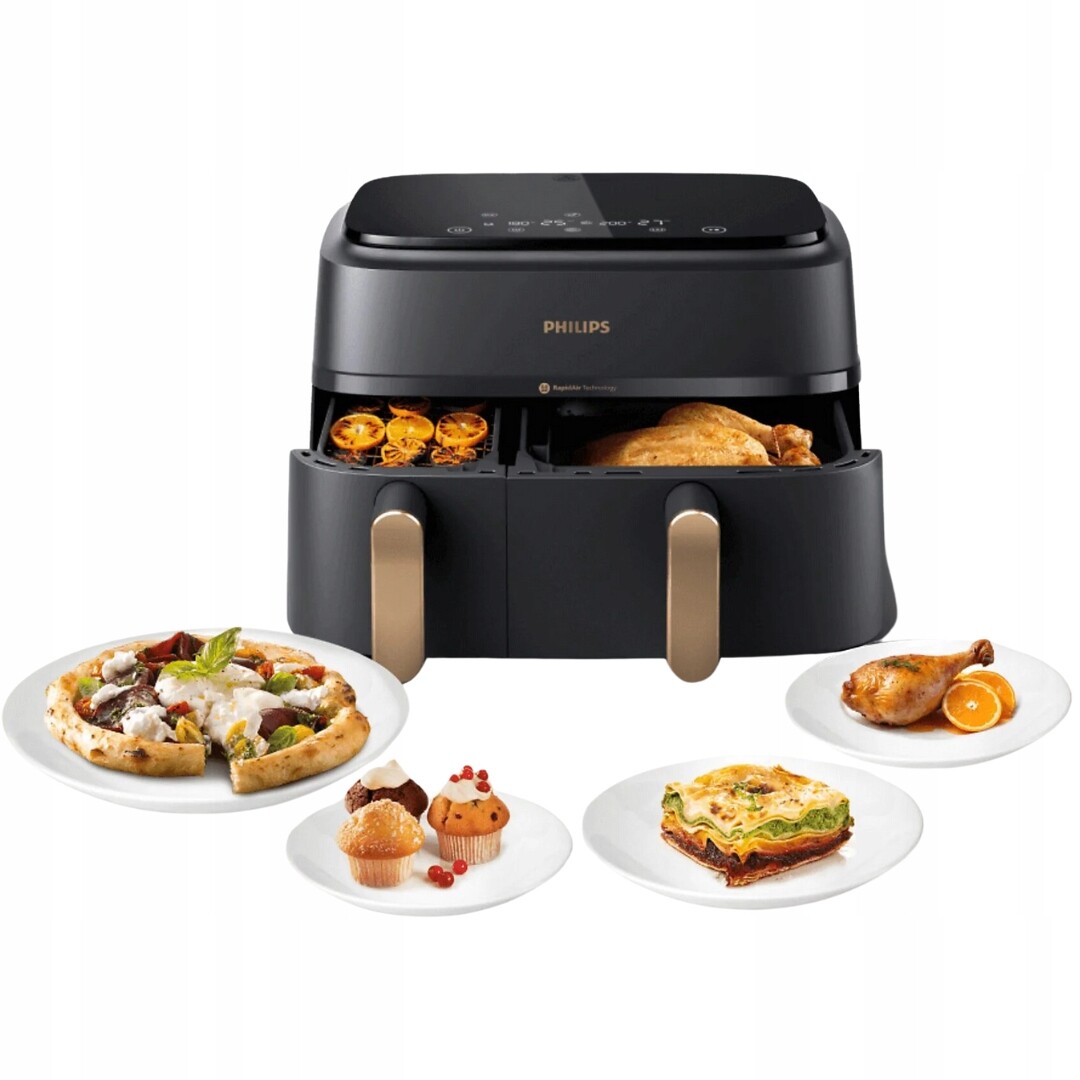 Philips Air Fryer Beztuková Fritéza Dvoukomorová 2750 9 l černá-zlatá