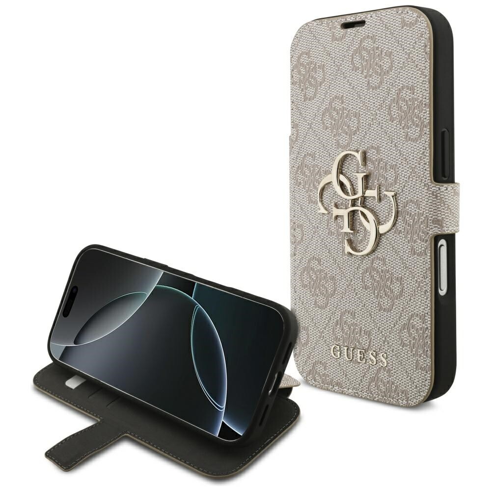 Pouzdro Guess Book 4G Metal Logo pro iPhone 17 Pro, růžové
