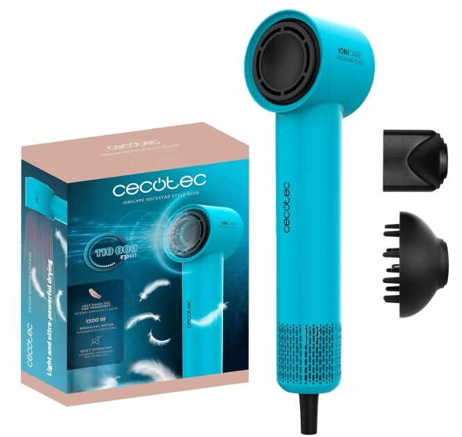Cecotec Ionicare Rockstar Style Blue kompaktní a lehký vysoušeč vlasů