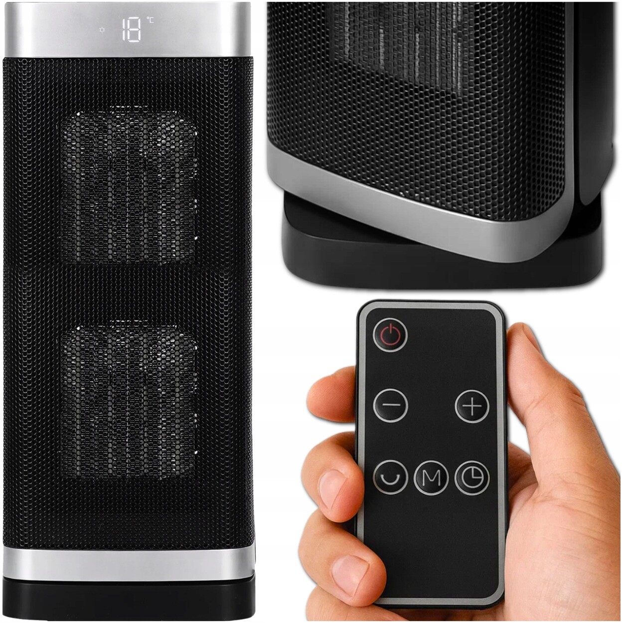 Termoventilátor Farelka Elektrický Ohřívač 2000W Časovač Oscilace Dálkové Ovládání