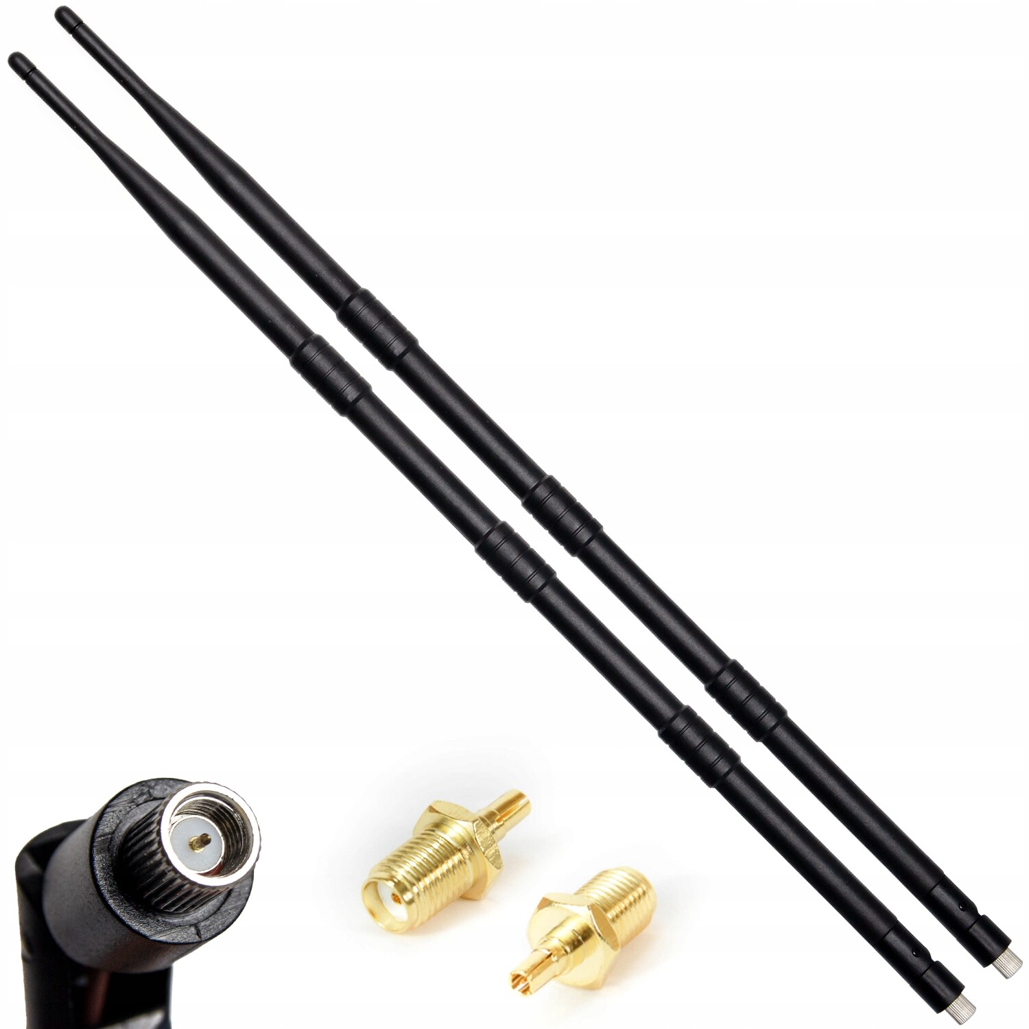 2x Anténa Bat 4G Lte 18dBi 2x Konektor Adaptér SMAŽ-CRC9