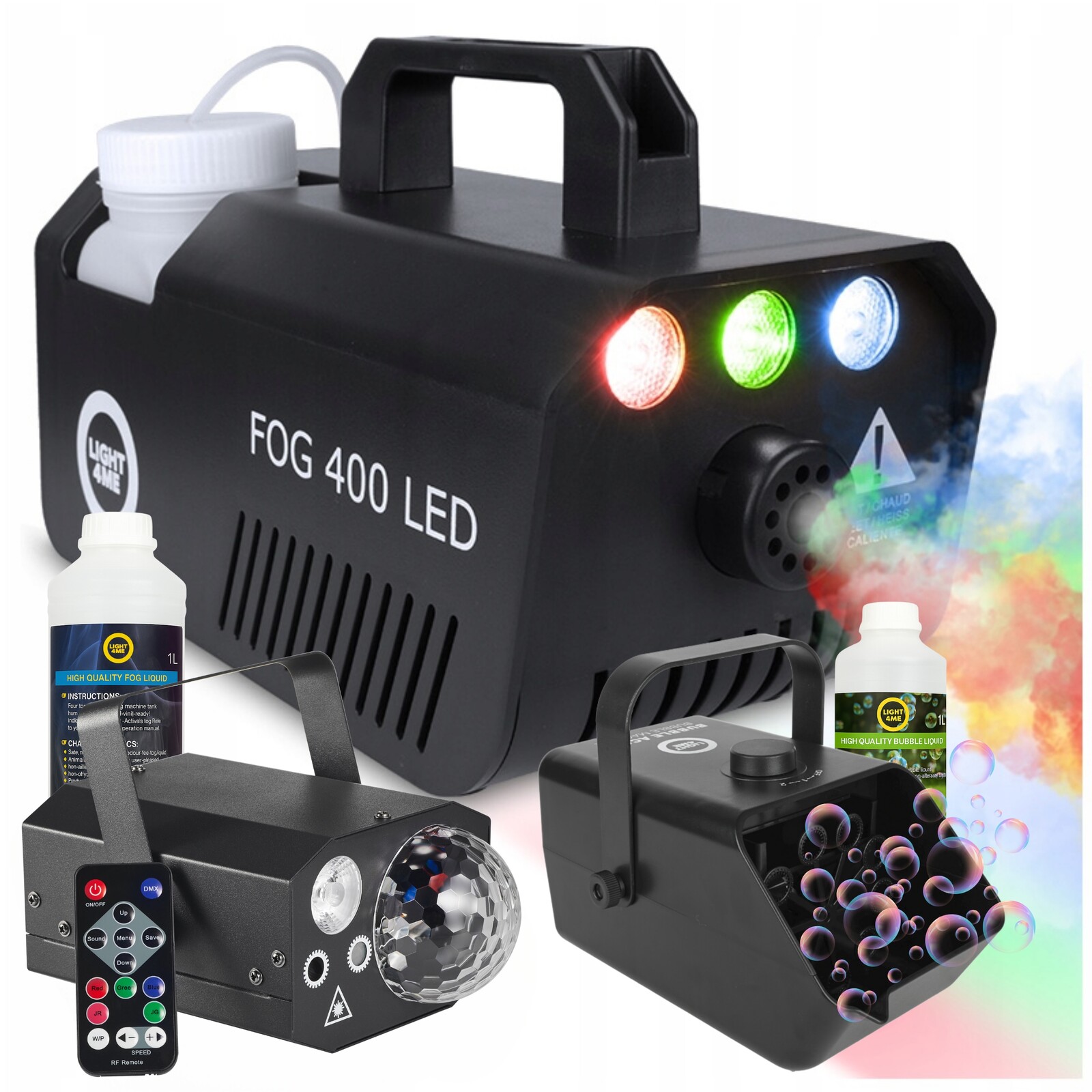 Výrobník Kouře, Kouřoměr Výrobník Bublin, Mýdlo Světelný Efekt 2 Tekutiny