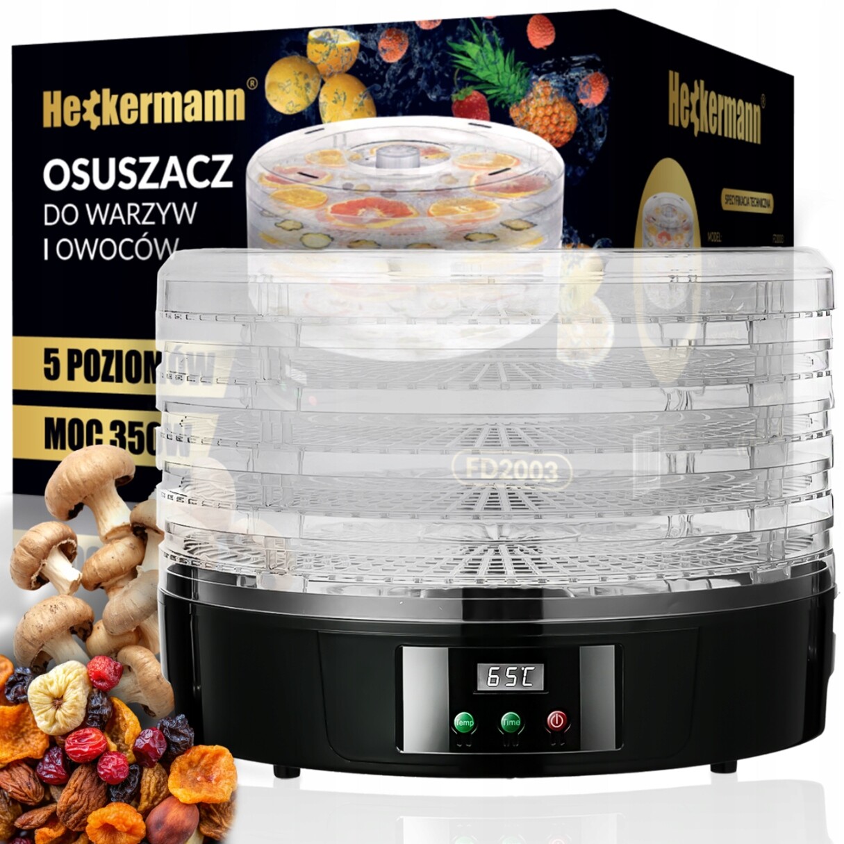 2 x Sušička Hub Velká 10L 5 Sít Nastavitelná Síta 1.1-2L Digitální Termo