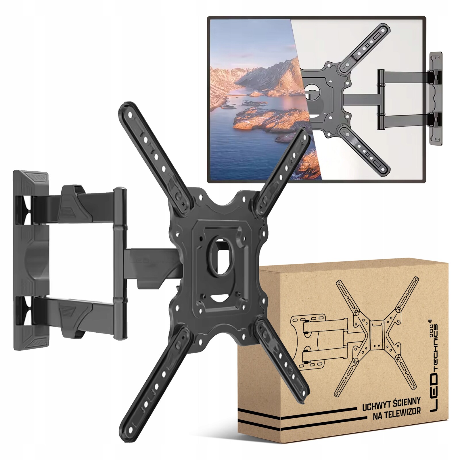 2 x Silný Otočný Držák Na Televizor Univerzální Vesa Věšák Tv 10-55 C