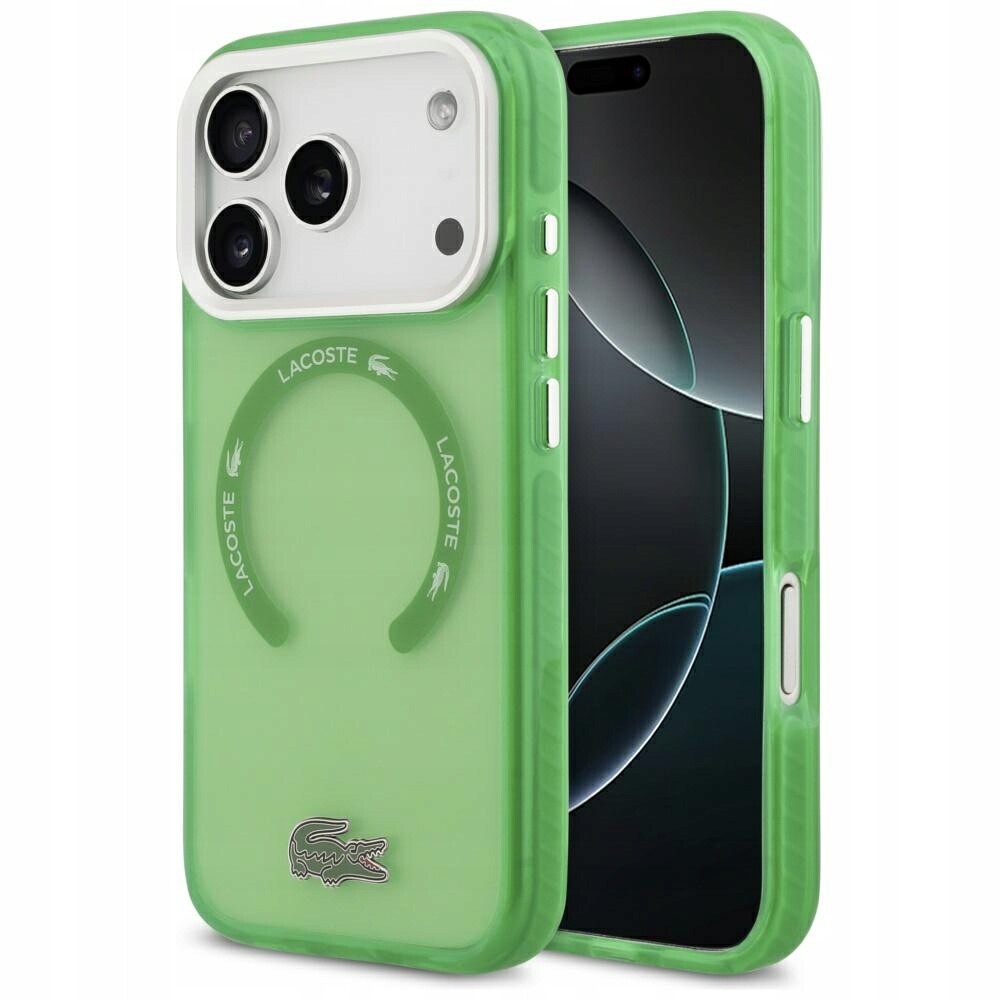 Lacoste nárazuvzdorný průhledný matný Pouzdro MagSafe pro iPhone 17 Pro zelený