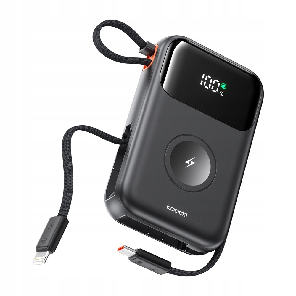 Power Banka 22,5 W 10 000 mAh S Vestavěným Usb-c Lightning Pd Qc Kabely Toocki
