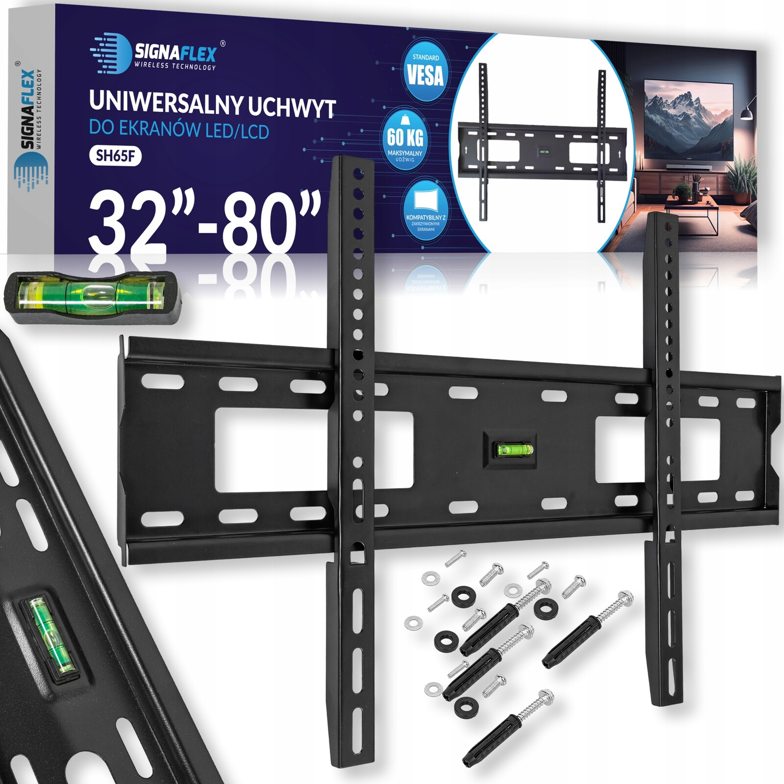 2 x Univerzální Silný Držák Pro Tv Věšák Tv Monitor 32-80 Vesa