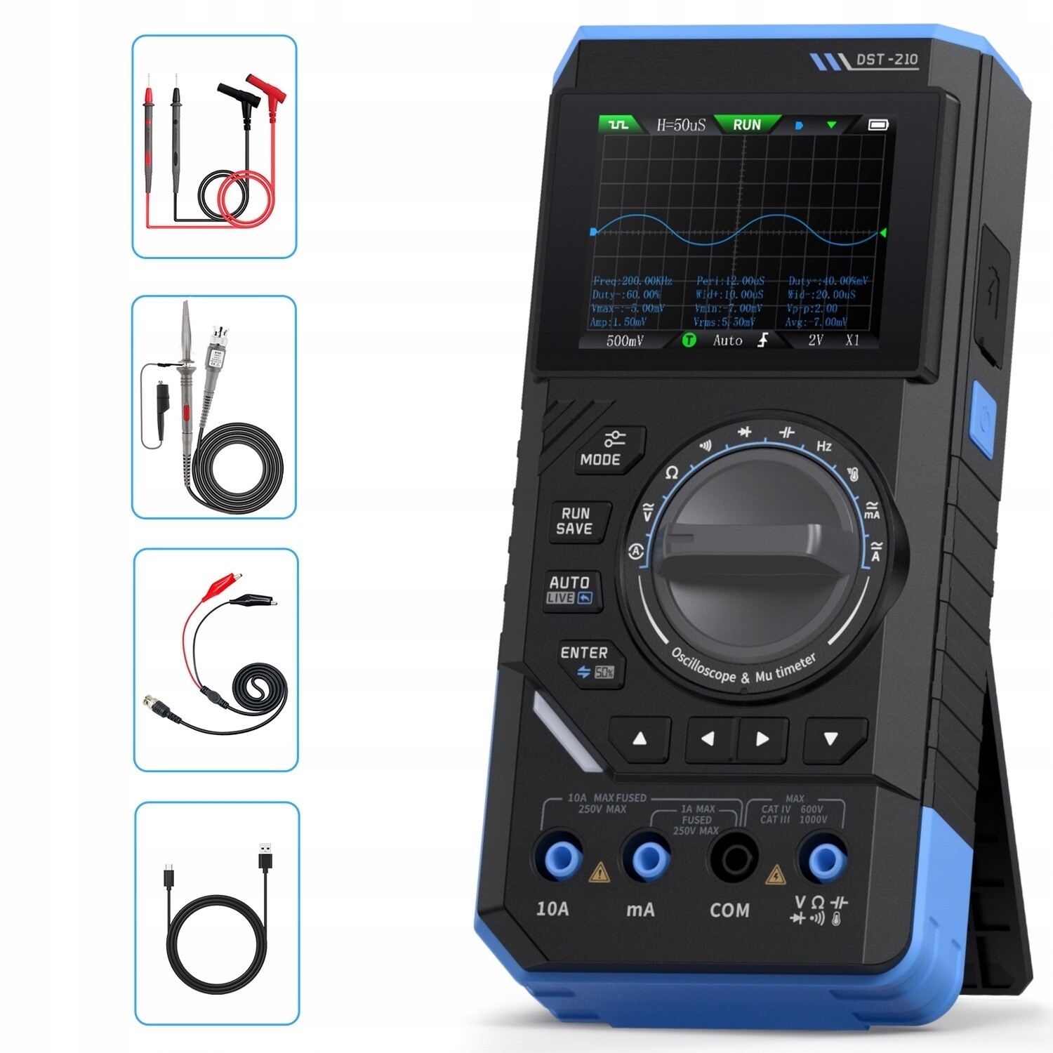 Fnirsi DST-210 3 w 1 cyfrowy multimetr osciloskop generátor sygnału 10MHz