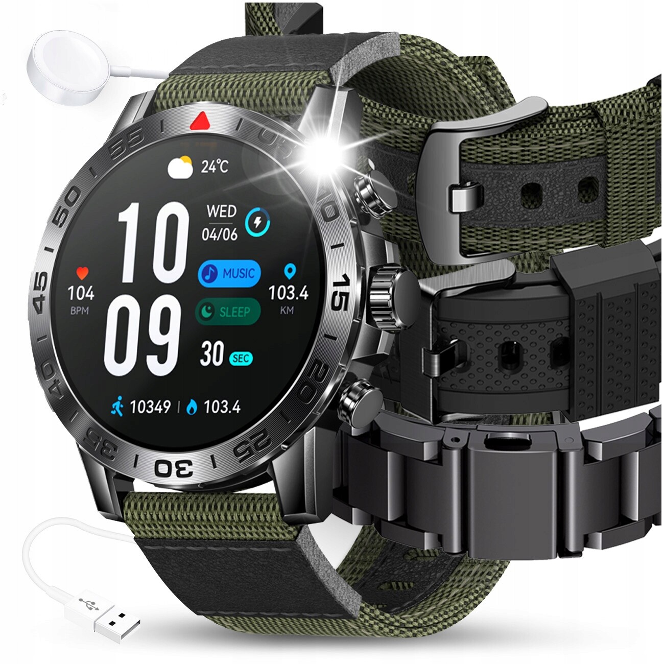 Chytré Hodinky Pánské Hodinky Menu Polské Sms Hovory Zdraví Sport 3 Proužky