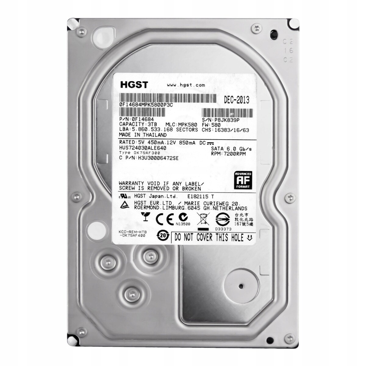 Hgst UltraStar 7K4000 3TB 7.2K 64MB Sata III 3.5'' HUS724030ALE640