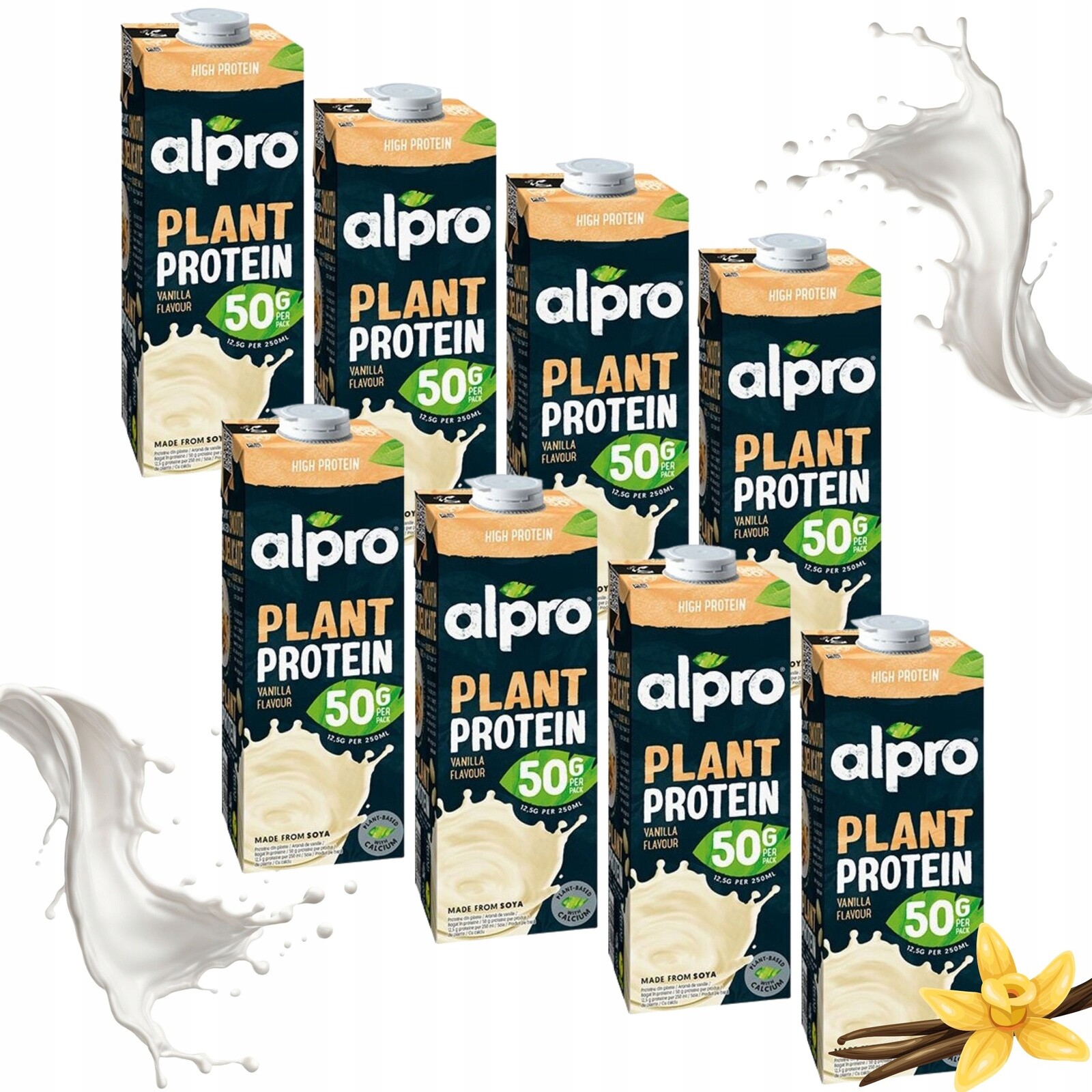 Set Proteinový sójový nápoj Alpro Plant Protein s vanilkovou příchutí 8x1L