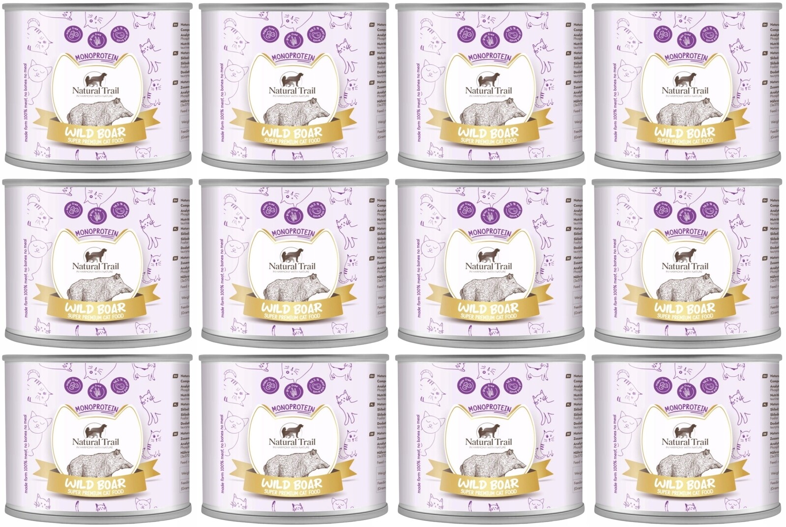 Natural Trail Cat Monoprotein Wild Boar (Zvěřina) 12 x 185 g